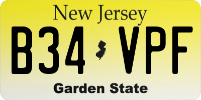 NJ license plate B34VPF