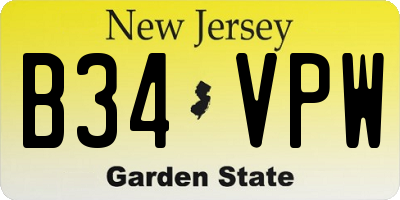 NJ license plate B34VPW