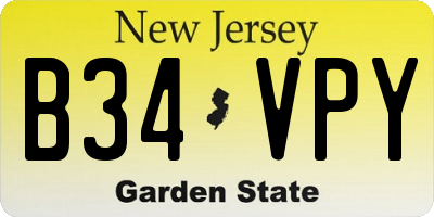 NJ license plate B34VPY