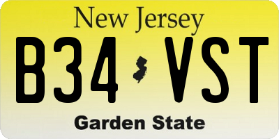 NJ license plate B34VST