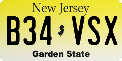 NJ license plate B34VSX