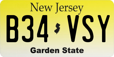 NJ license plate B34VSY