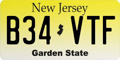 NJ license plate B34VTF
