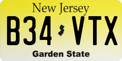 NJ license plate B34VTX