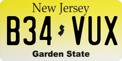 NJ license plate B34VUX