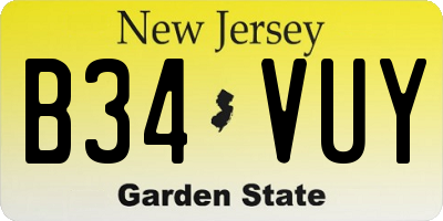 NJ license plate B34VUY