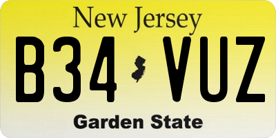 NJ license plate B34VUZ
