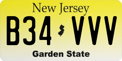 NJ license plate B34VVV