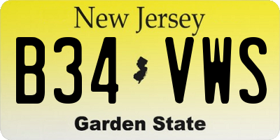 NJ license plate B34VWS