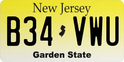 NJ license plate B34VWU