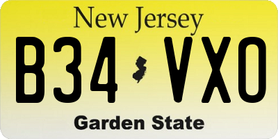 NJ license plate B34VXO