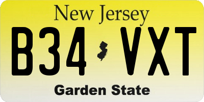 NJ license plate B34VXT