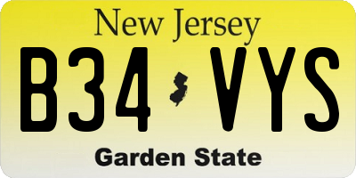 NJ license plate B34VYS