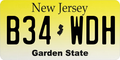 NJ license plate B34WDH