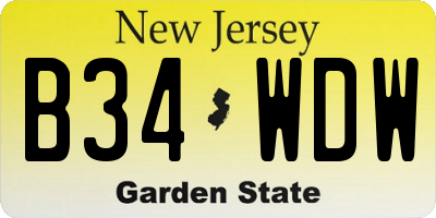 NJ license plate B34WDW