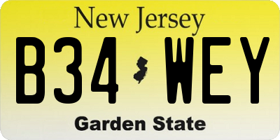 NJ license plate B34WEY