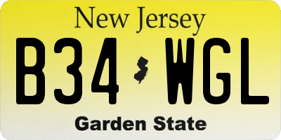 NJ license plate B34WGL
