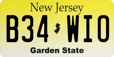 NJ license plate B34WIO