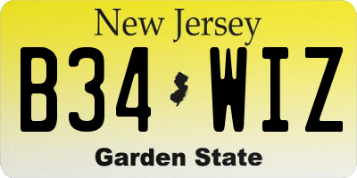 NJ license plate B34WIZ