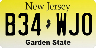 NJ license plate B34WJO