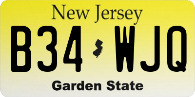 NJ license plate B34WJQ