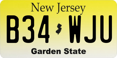 NJ license plate B34WJU
