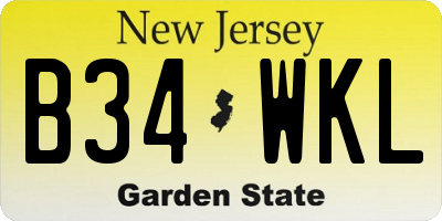 NJ license plate B34WKL