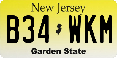 NJ license plate B34WKM
