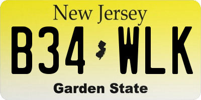 NJ license plate B34WLK