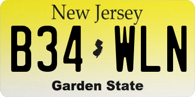 NJ license plate B34WLN