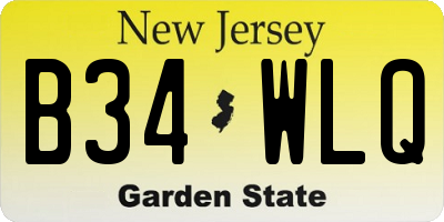 NJ license plate B34WLQ