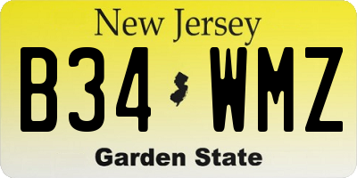 NJ license plate B34WMZ