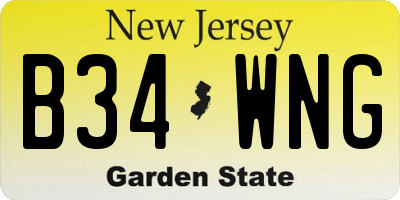 NJ license plate B34WNG