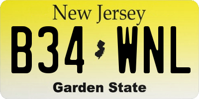 NJ license plate B34WNL