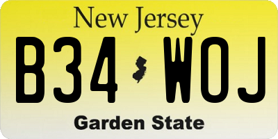 NJ license plate B34WOJ