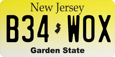NJ license plate B34WOX