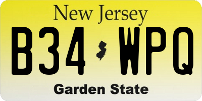 NJ license plate B34WPQ