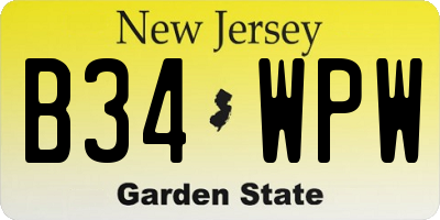 NJ license plate B34WPW