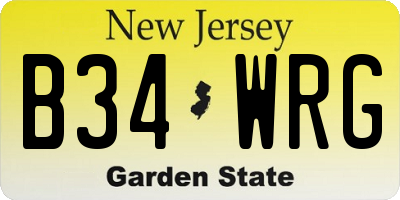NJ license plate B34WRG