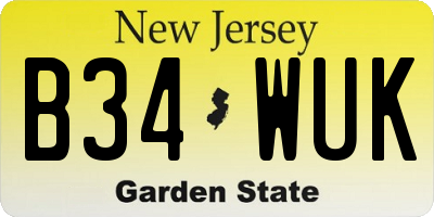 NJ license plate B34WUK