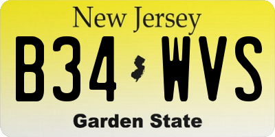 NJ license plate B34WVS