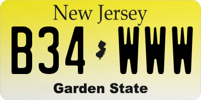 NJ license plate B34WWW
