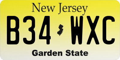 NJ license plate B34WXC