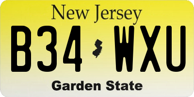 NJ license plate B34WXU