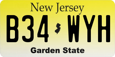 NJ license plate B34WYH