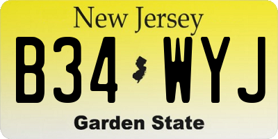 NJ license plate B34WYJ