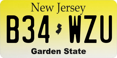 NJ license plate B34WZU
