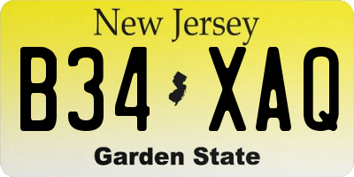 NJ license plate B34XAQ