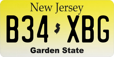 NJ license plate B34XBG