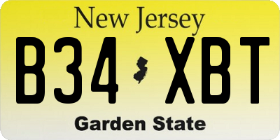 NJ license plate B34XBT